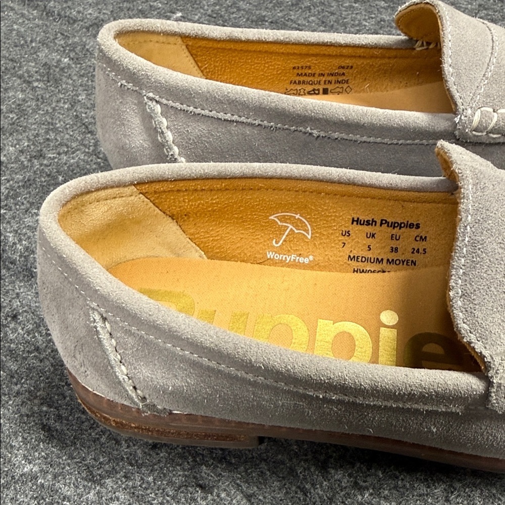 Hush Puppies Soft Gray Suede Loafers - Picture 3 of 13